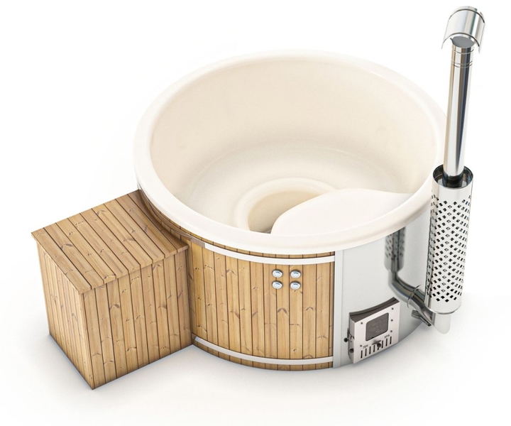 Houtgestookte hottub Intern met filteraansluiting - 5-6 personen - Wit
