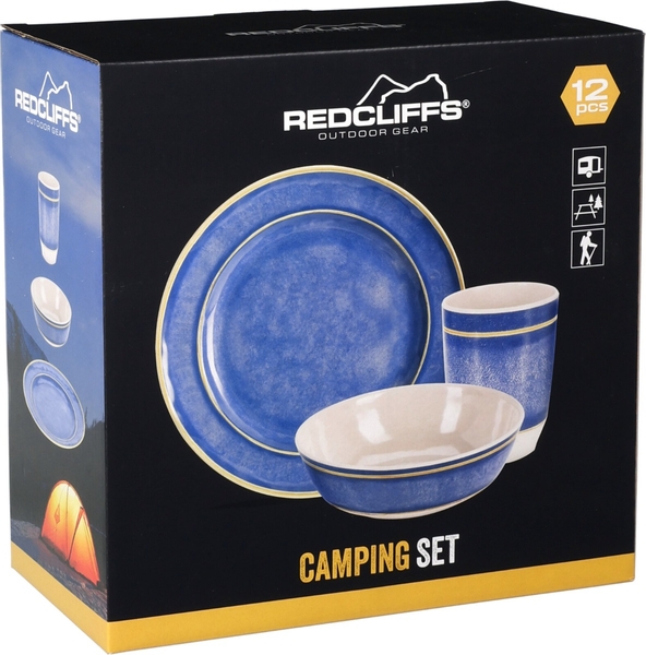 Redcliffs melamine serviesset - 12-delig - Blauw  - verpakking
