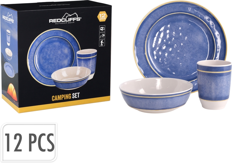 Redcliffs melamine serviesset - 12-delig - Blauw  - verpakking