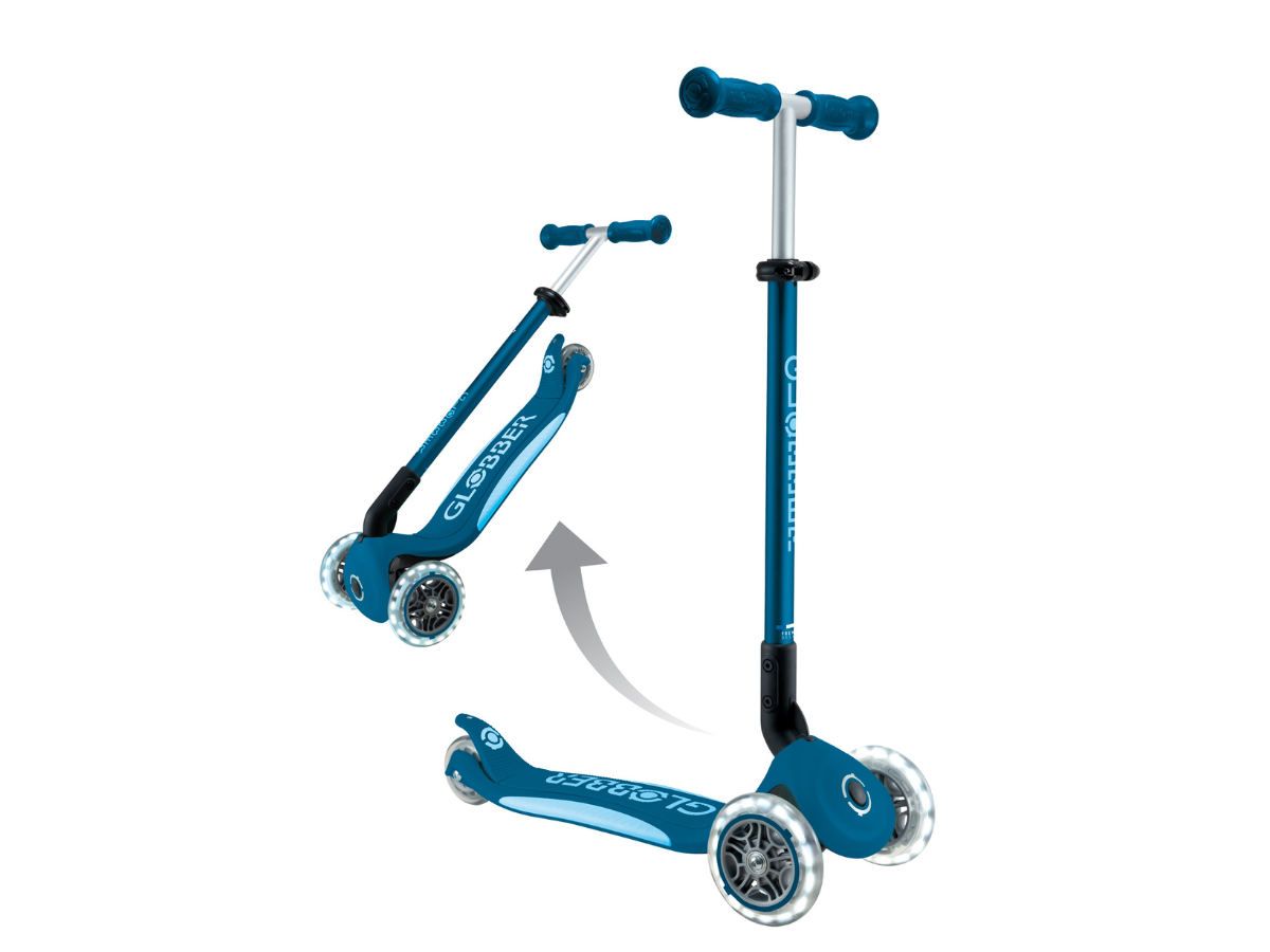 Globber Primo Foldable Plus Lights step - Blauw