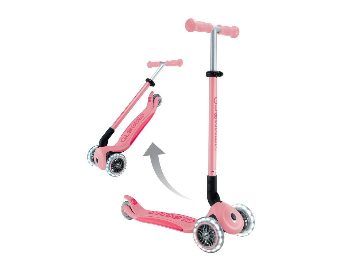 Globber Primo Foldable Plus Lights step - Pastel roze