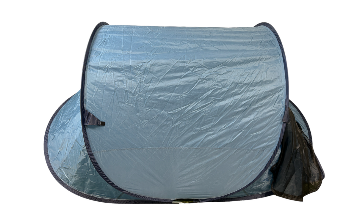 pop-up tent blauw zijaanzicht
