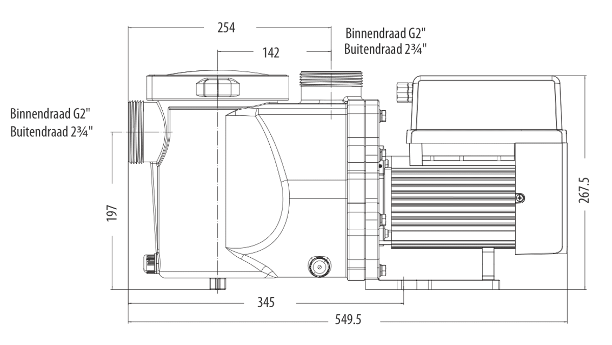 AquaSphere Eco IVS 150 variabele zwembadpomp - tekening