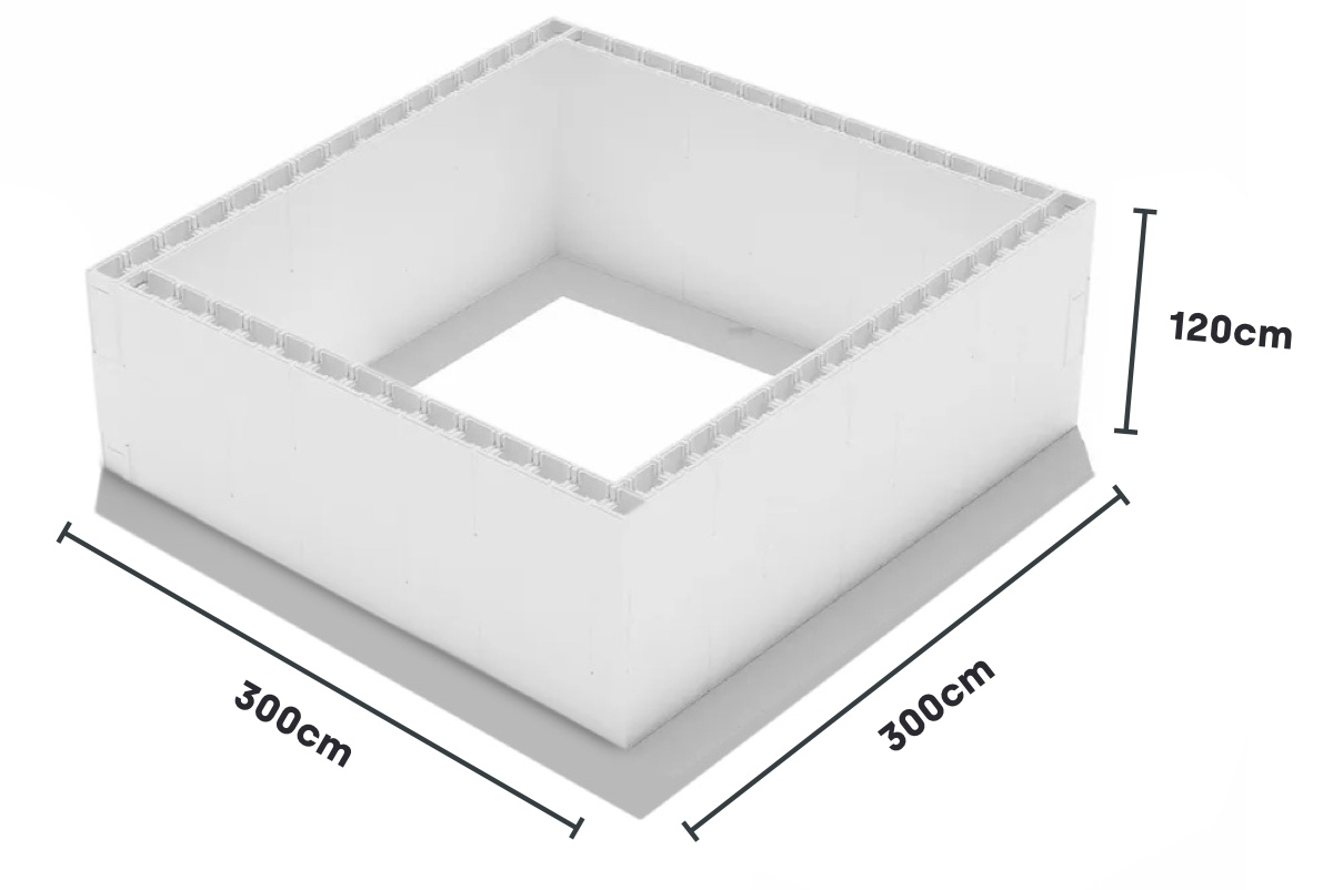 Polystyreen Plunge Pool blokkenset - 3,00 x 3,00 x 1,20 m