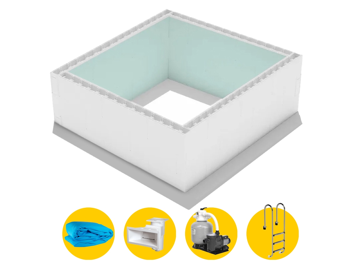 High Density Polystyreen Plunge Pool zelfbouwpakket - 2,00 x 2,00 x 1,20 m