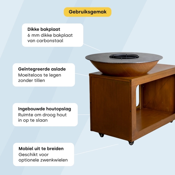 BASTE Island 80 vuurschaal bbq - Cortenstaal