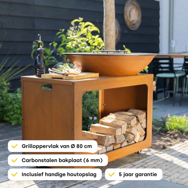 BASTE Island 80 vuurschaal bbq - Cortenstaal
