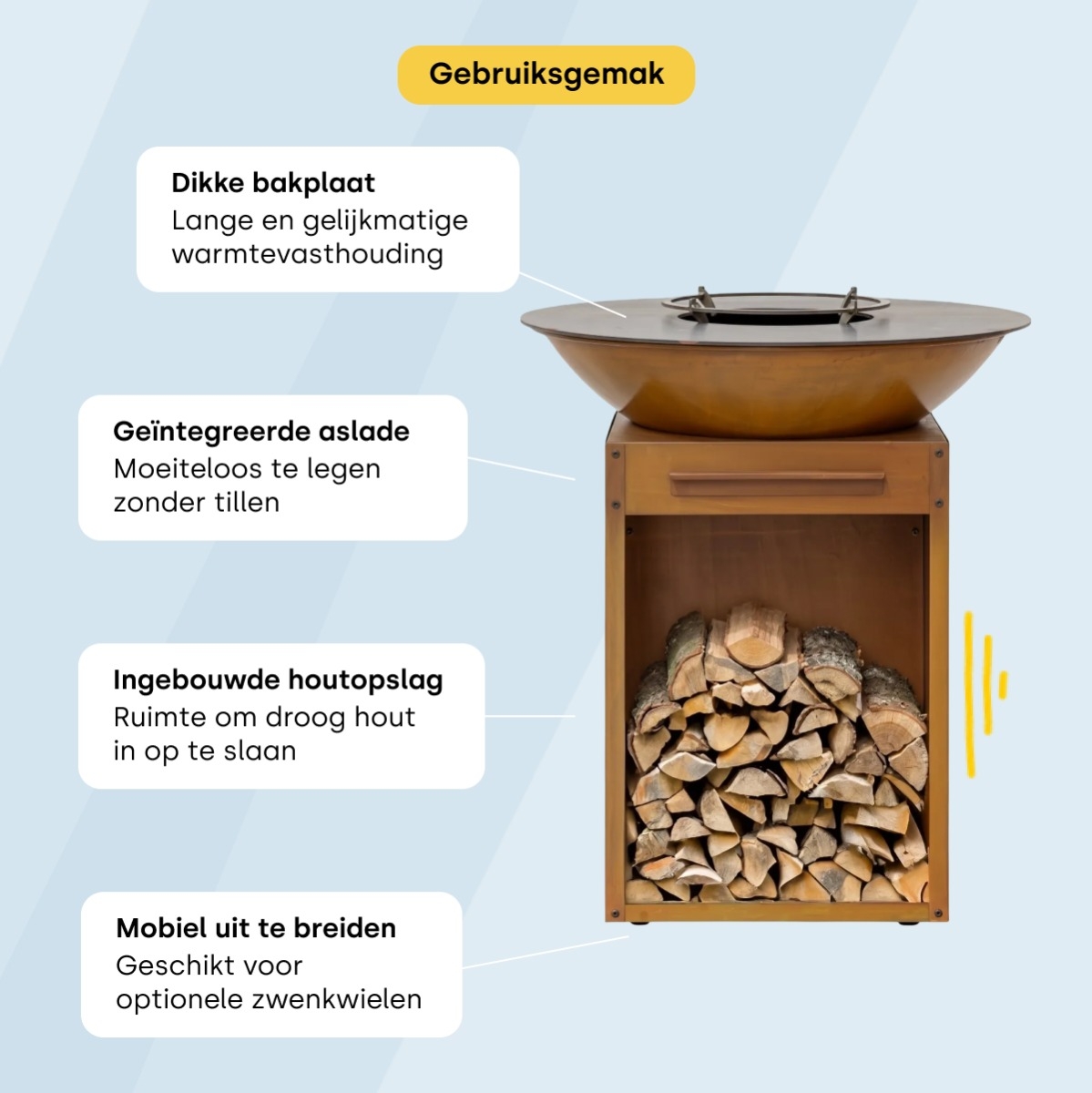 BASTE Stand 80 vuurschaal bbq - Cortenstaal