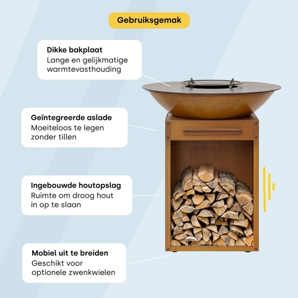 BASTE Stand 80 vuurschaal bbq - Cortenstaal