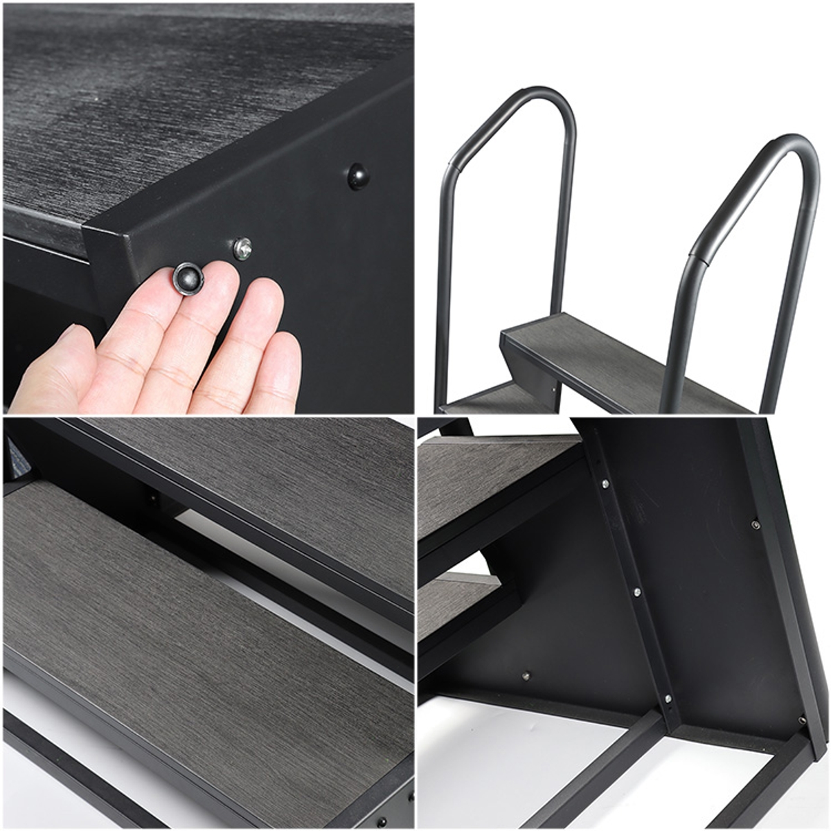 W'eau spa trap antislip met leuning - Zwart