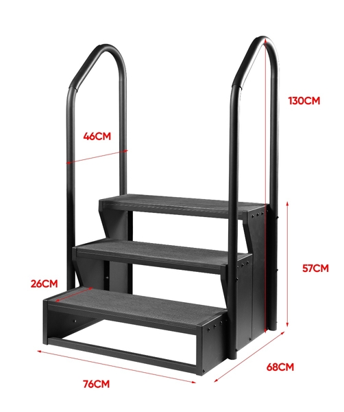 W'eau spa trap antislip met leuning - Zwart