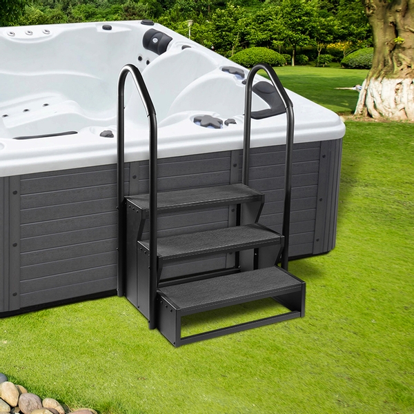 W'eau spa trap antislip met leuning - Zwart