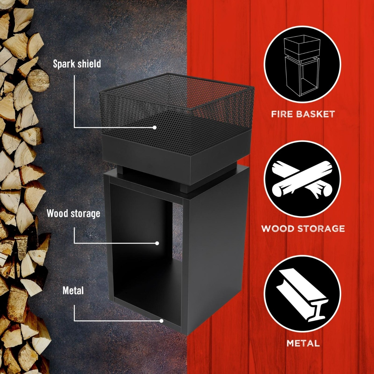 Vuurkorf staal - 39 x 85 cm