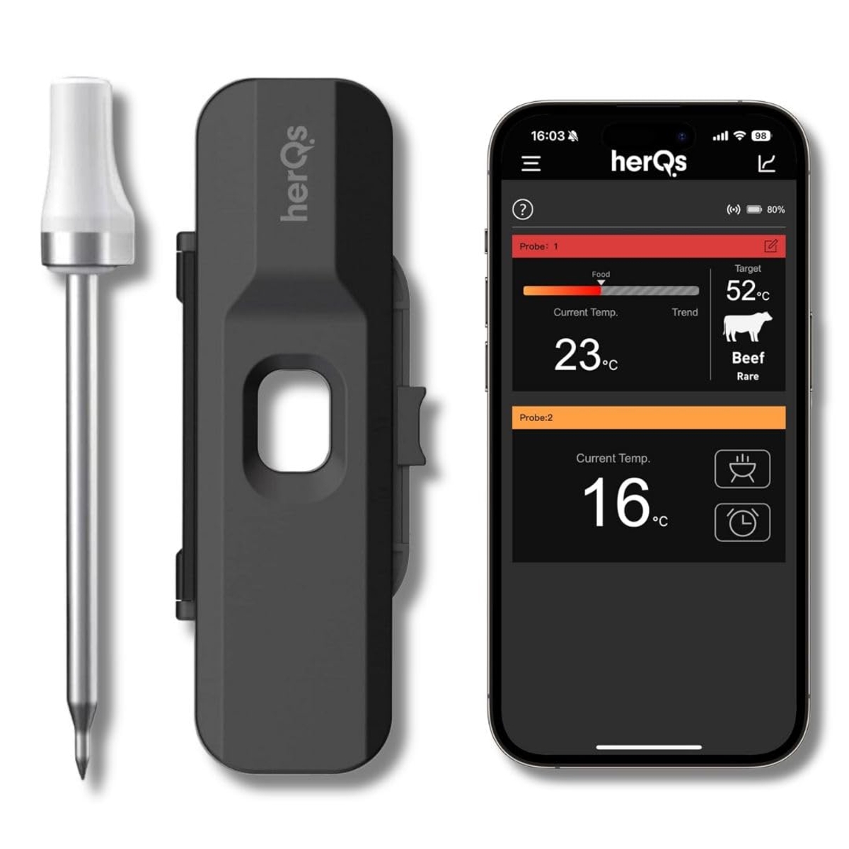 HerQs Pin Probe draadloze bbq thermometer