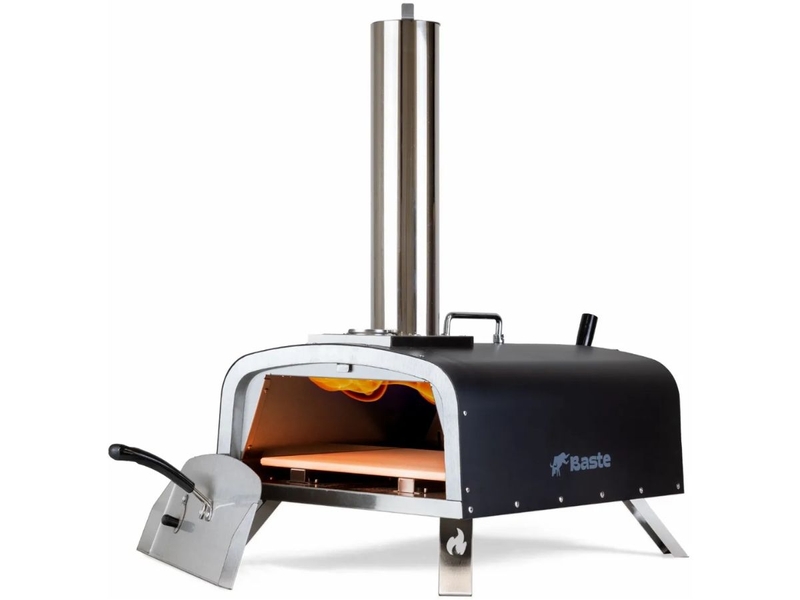 BASTE Hybride pizza oven buiten gas/pellets/houtskool/hout - RVS.