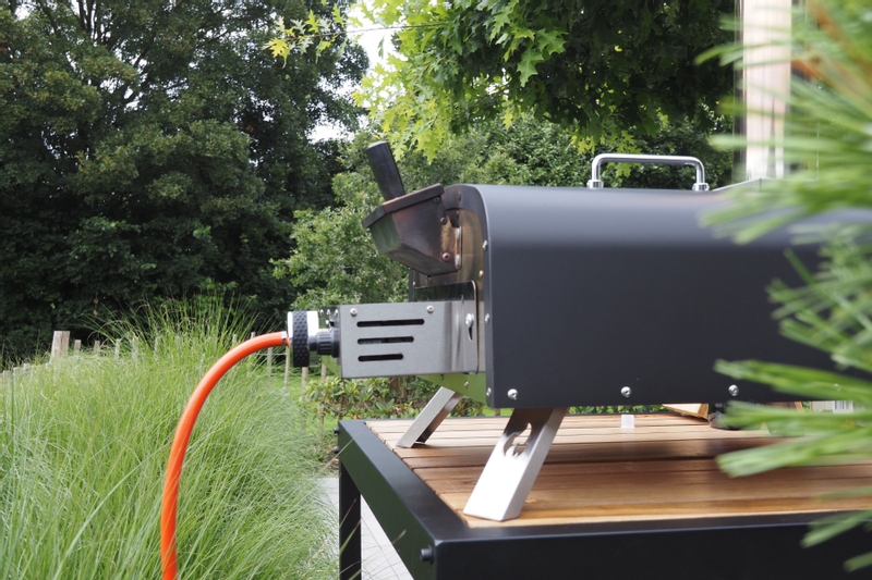 BASTE Hybride pizza oven buiten gas/pellets/houtskool/hout - RVS.