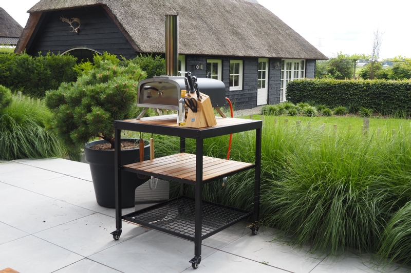 BASTE Hybride pizza oven buiten gas/pellets/houtskool/hout - RVS.