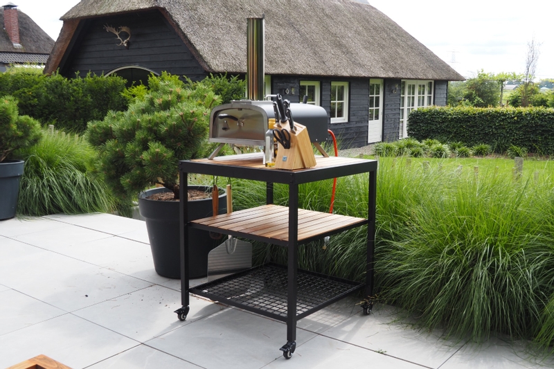 BASTE Hybride pizza oven buiten gas/pellets/houtskool/hout - RVS.