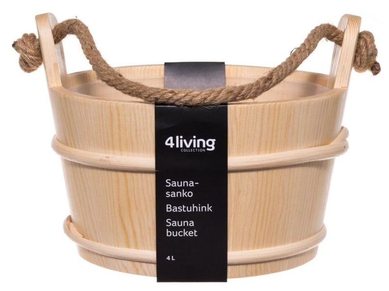 4Living sauna-emmer met touwgreep - Vurenhout