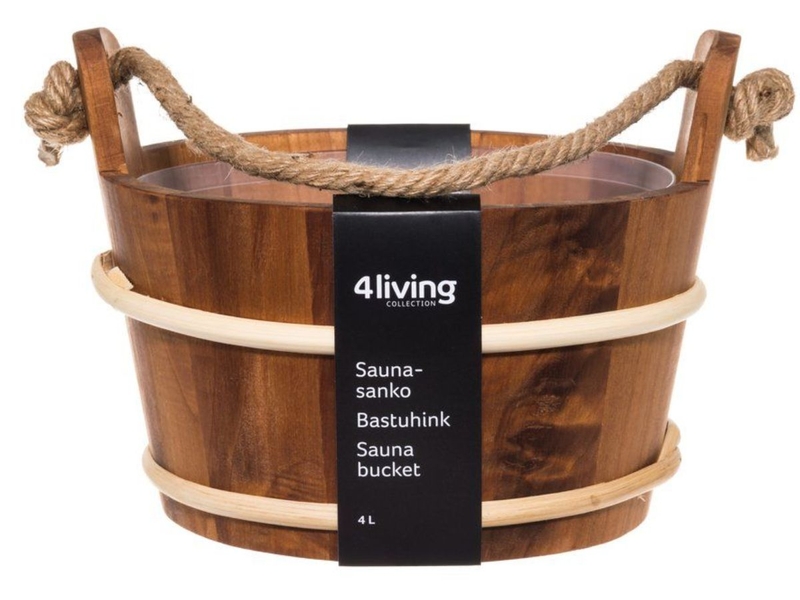4Living sauna-emmer met touwgreep - Elzenhout