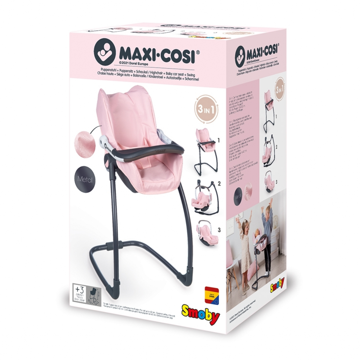 Smoby Maxi Cosi poppenstoel 3-in-1 - Roze