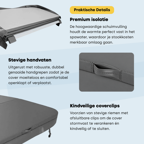 W'eau spa cover 220 x 220 cm - Bruin - Radius 18 cm