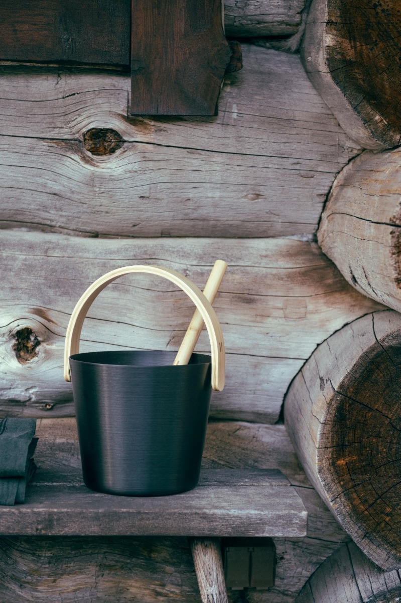 Rento Design sauna-emmer met beugel - Zwart