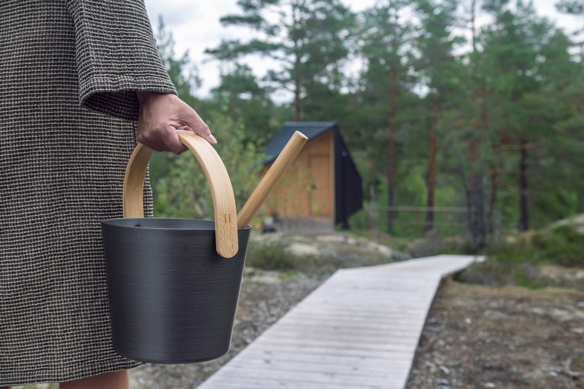 Rento Design sauna-emmer met beugel - Zwart