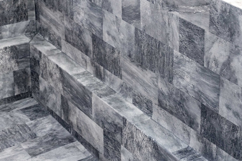 Haogenplast 3D StoneTile zwembadfolie Grey - 1,65 x 25m