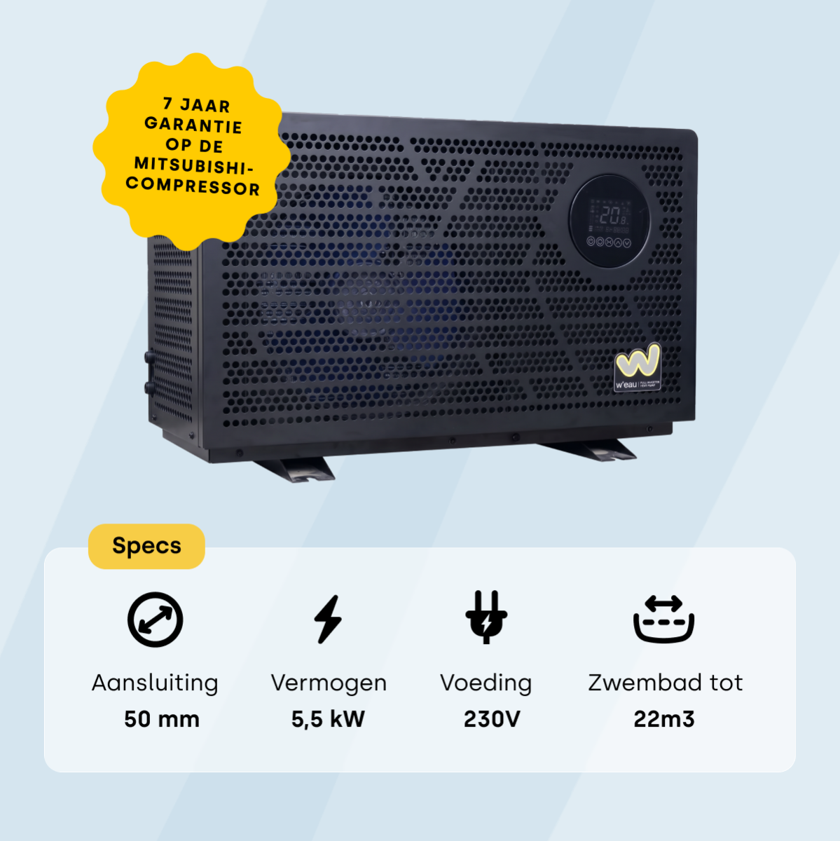 W'eau Full Inverter 2.0 zwembad warmtepomp - 5,5 kW