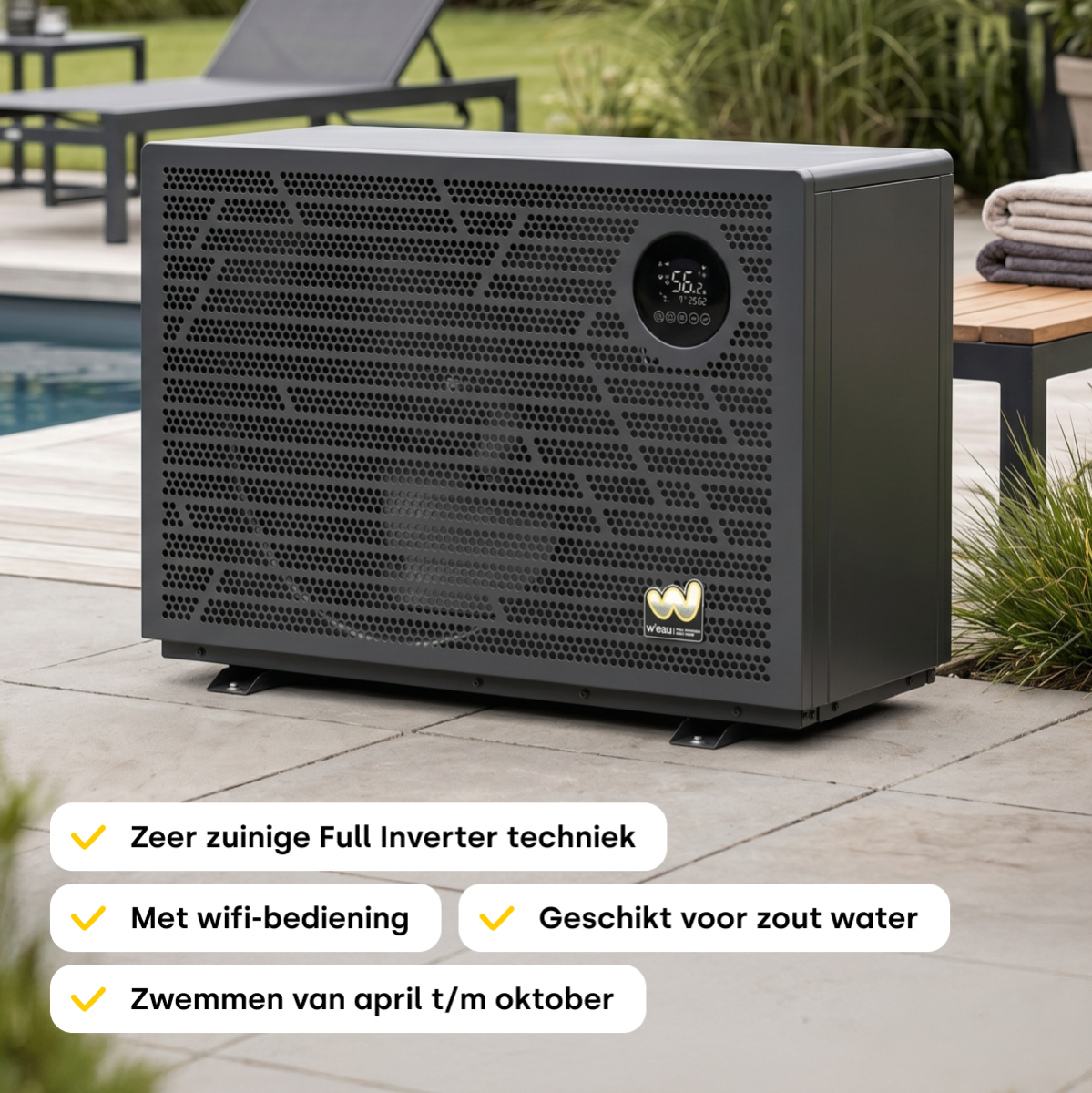 W'eau Full Inverter 2.0 zwembad warmtepomp - 27,3 kW (krachtstroom)