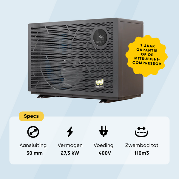 W'eau Full Inverter 2.0 zwembad warmtepomp - 27,3 kW (krachtstroom)