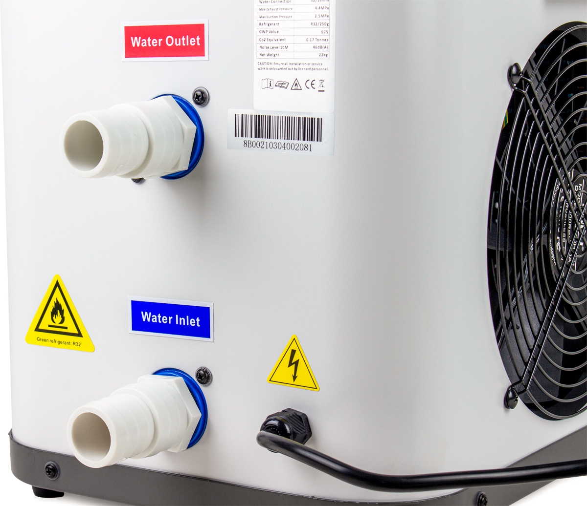 W'eau Mini Power 3kW zwembad warmtepomp - aansluitingen