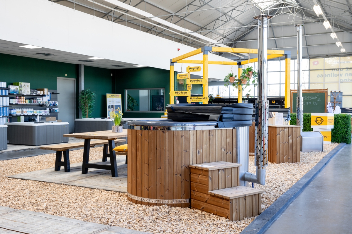 Houtgestookte hottub Intern - ovaal - 2 personen - Wit