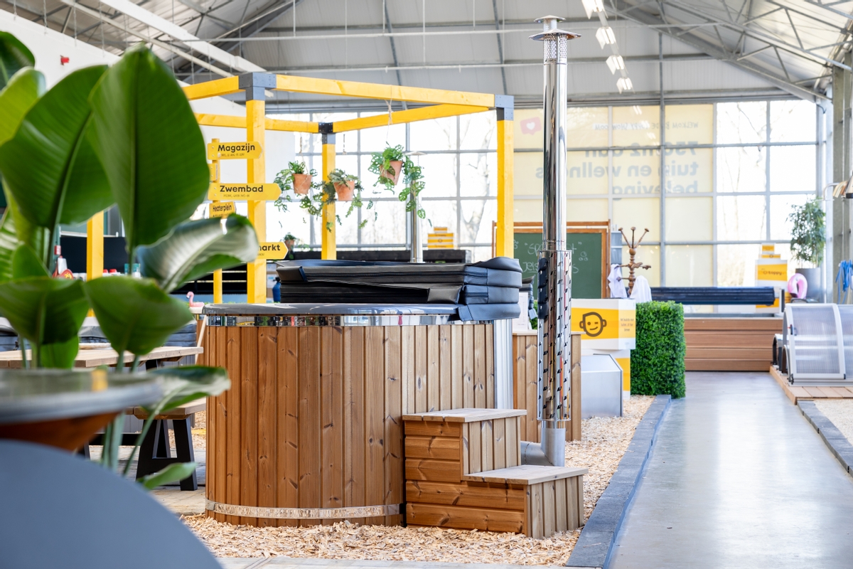 Houtgestookte hottub Intern - ovaal - 2 personen - Wit