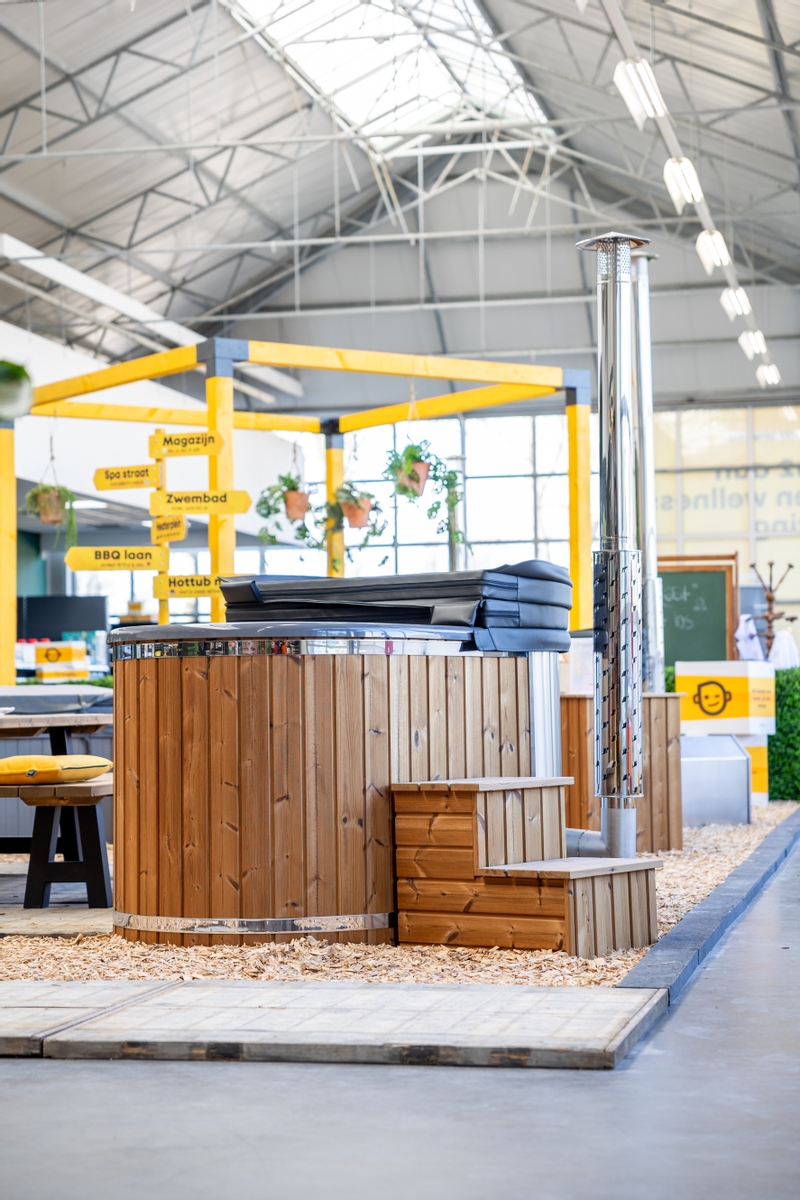 Houtgestookte hottub Intern - ovaal - 2 personen - Wit