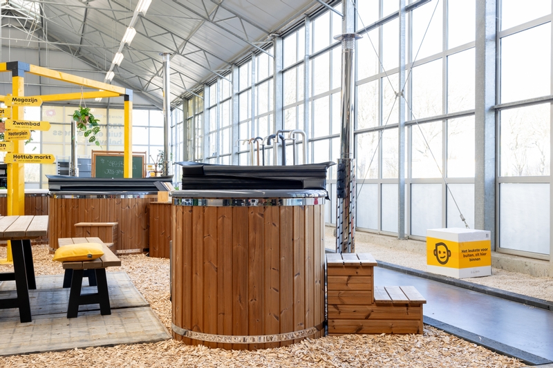 Houtgestookte hottub Intern - ovaal - 2 personen - Wit