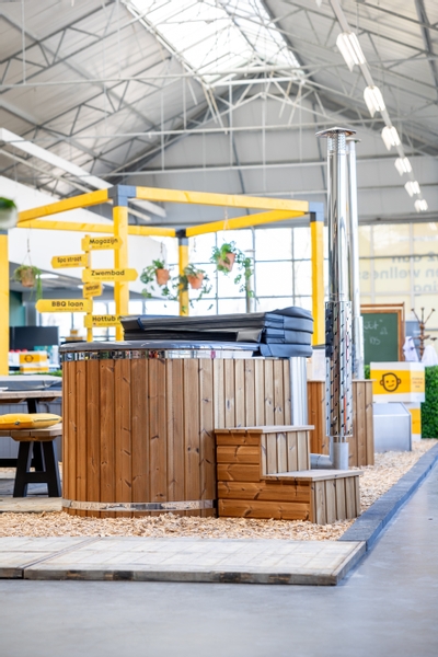 Houtgestookte hottub Intern - ovaal - 2 personen - Wit