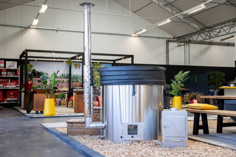 Houtgestookte hottub Intern - ovaal - 2 personen - Wit