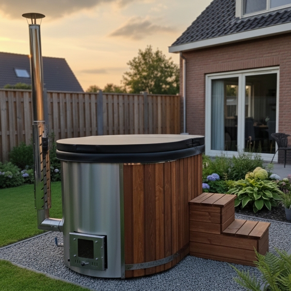 Houtgestookte hottub Intern - ovaal - 2 personen - Wit