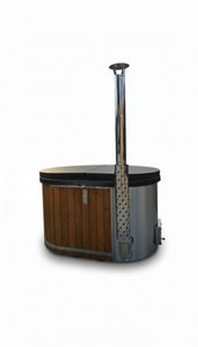 Houtgestookte hottub Intern - ovaal - 2 personen - Grijs