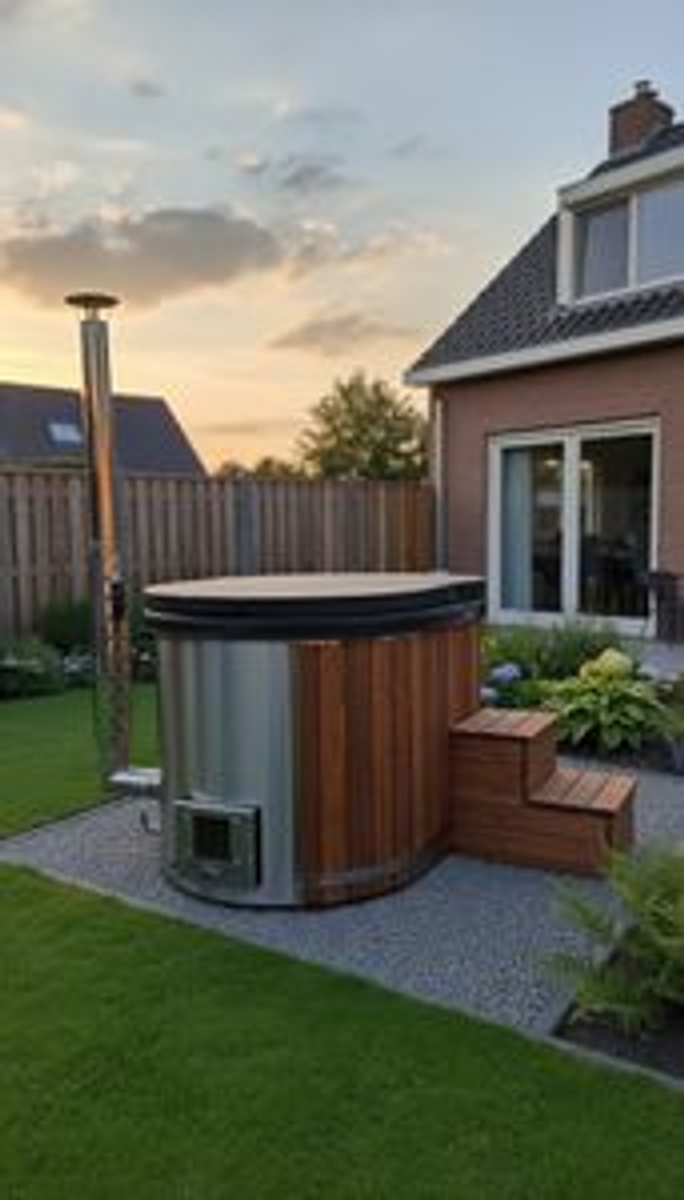 Houtgestookte hottub Intern - ovaal - 2 personen - Grijs