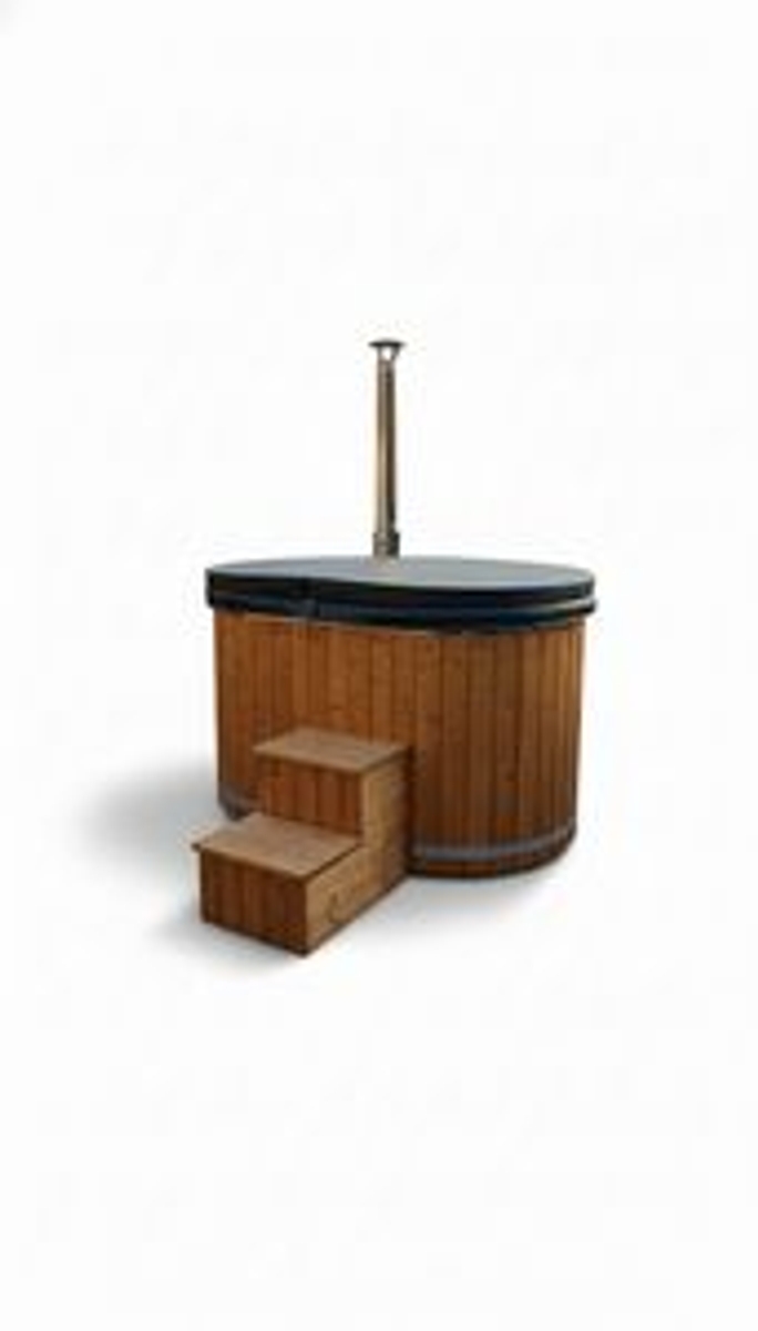 Houtgestookte hottub Intern - ovaal - 2 personen - Grijs