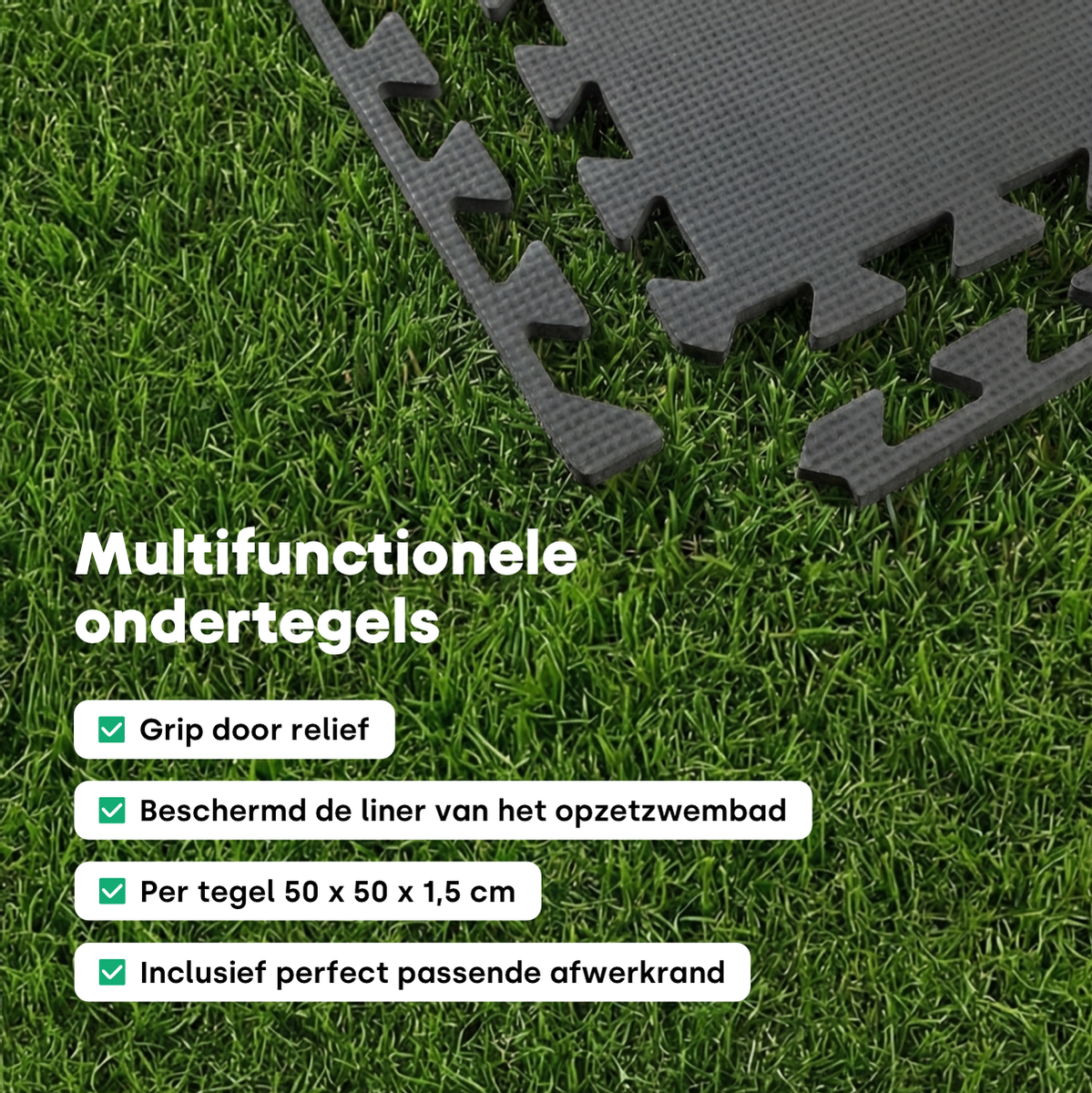 W'eau Premium zwembad ondertegels - Antraciet - 50 x 50 x 1,5 cm - 8 stuks