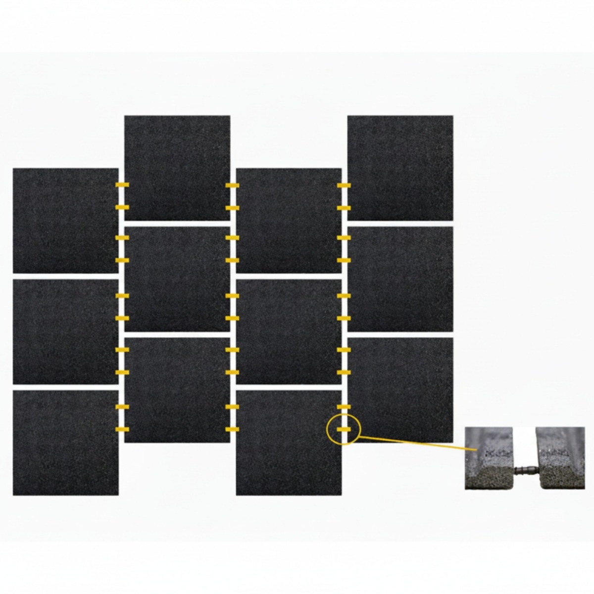 Rubberen spa ondertegels - 2,5 x 2,5 m - Zwart