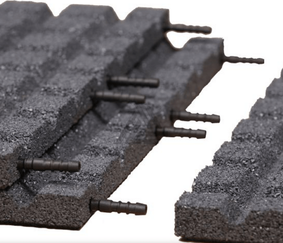 Rubberen spa ondertegels - 3 x 3 m - Zwart