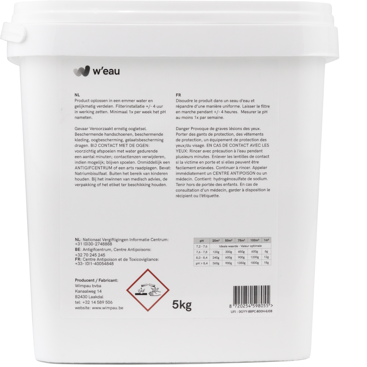 W'eau pH minus poeder - 5 kg
