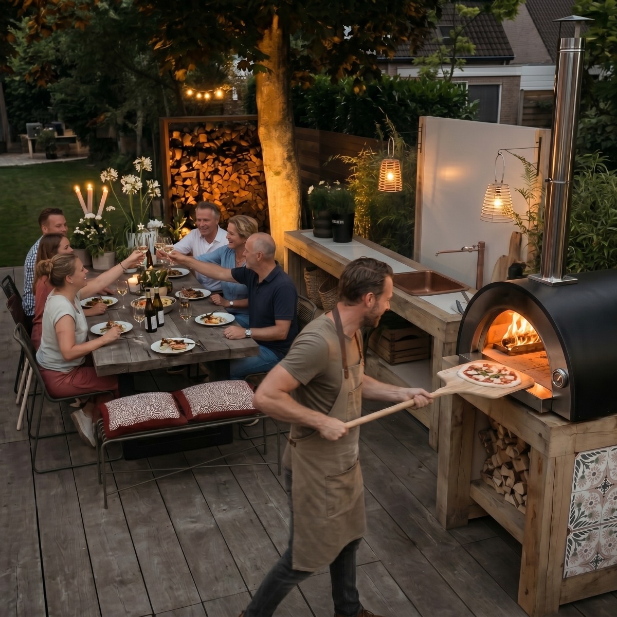 BASTE premium 60 pizzaoven buiten houtgestookt - RVS