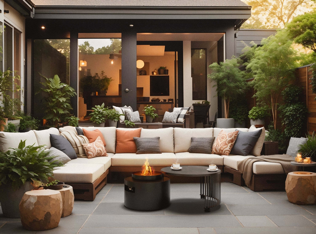 Planika Moon vuurtafel op gas met beschermhoes