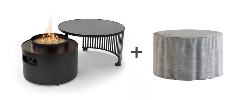 Planika Moon vuurtafel op gas met beschermhoes